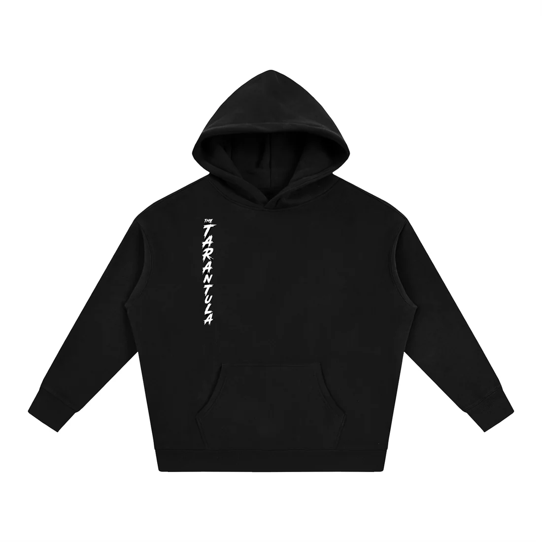 Venom Hoodie, black — vertical THE TARANTULA chest print